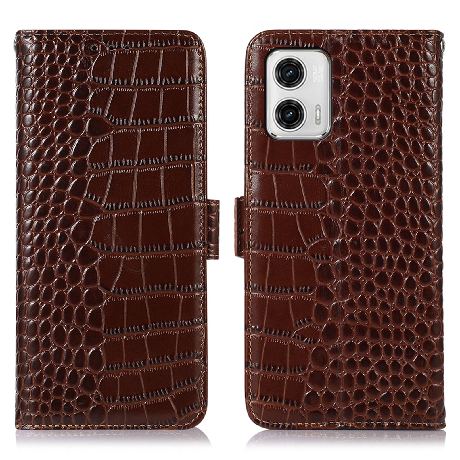 Phone Stand Case for Motorola Moto G73 5G RFID Blocking Genuine Cowhide Leather Wallet Phone Cover Phone Stand Case for Motorola Moto G73 5G RFID Blocking Genuine Cowhide Leather Wallet Phone Cover